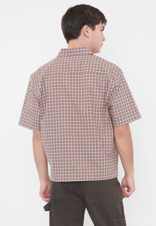 Camisa Hombre Manga Corta Café Sas