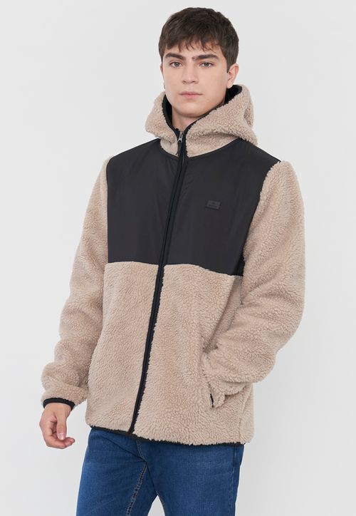 Chaqueta Hombre Sherpa Hoodie Ecru