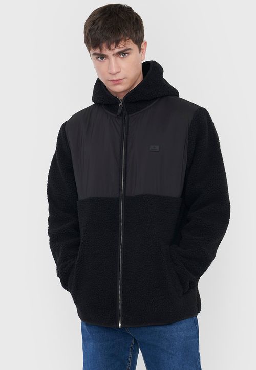 Casaca Hombre Sherpa Hoodie Negro