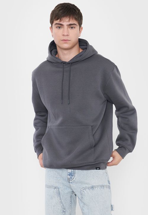 Polerón Hombre Canguro Liso Gris