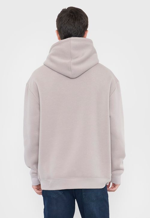 Polerón Hombre Liso Canguro Color Ecru