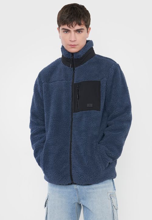 Casaca Hombre Sherpa Full Zipper Azul