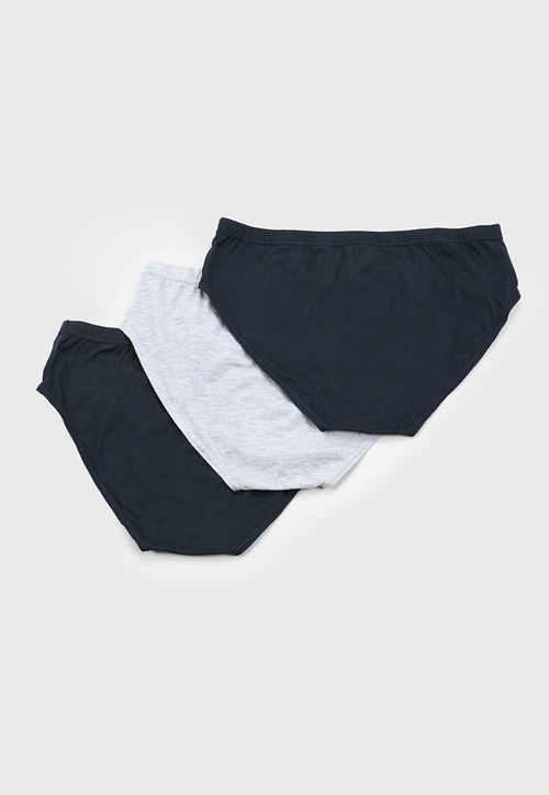 Slip Hombre Tripack Color Negro/Gris