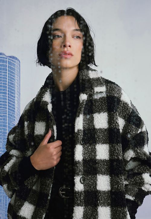 Chaqueta Mujer Negro Checks