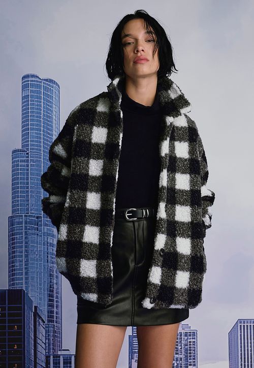 Chaqueta Mujer Negro Checks