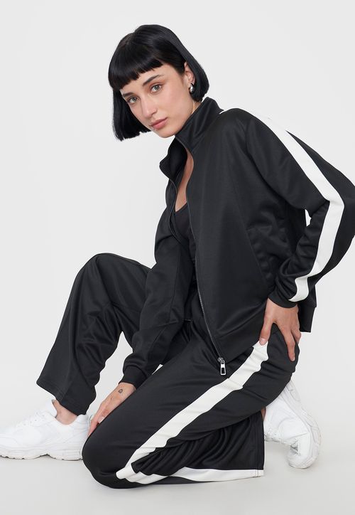 Pantalón Mujer Banda Lateral Negro