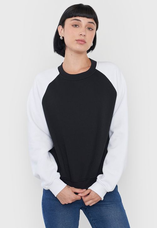 Polerón Mujer Bicolor Negro