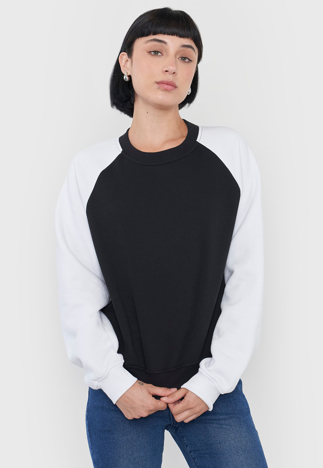 Polerón Mujer Bicolor Negro