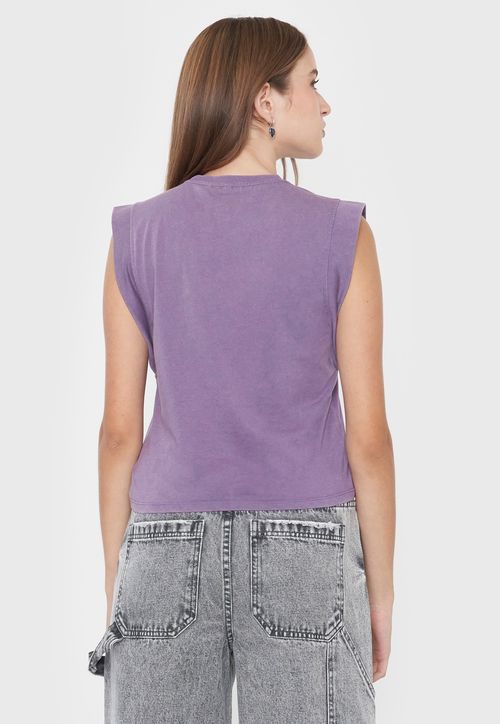 Polera Mujer Manga Vuelos Color Morado