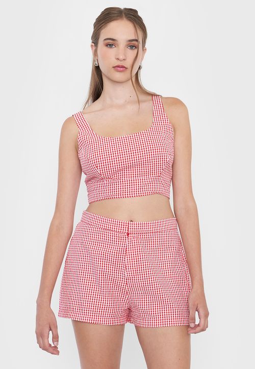 Blusa Mujer Crop Sin Mangas Rojo