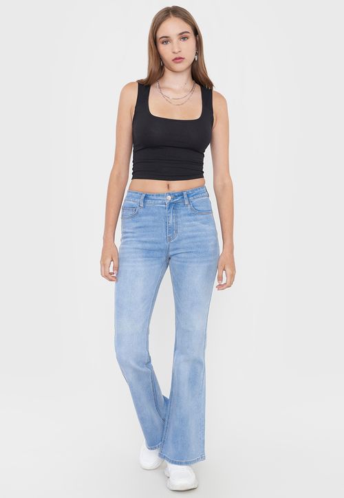 Jeans Mujer Flare Fit Azul Claro