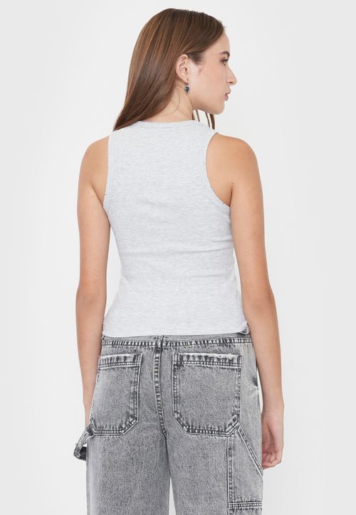 Polera Mujer Sin Mangas Desgaste Gris