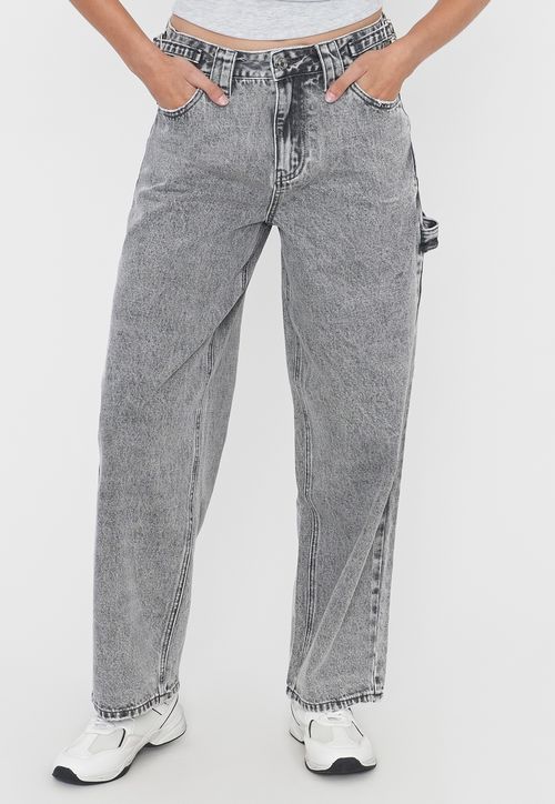 Jeans Mujer Baggy Fit Gris