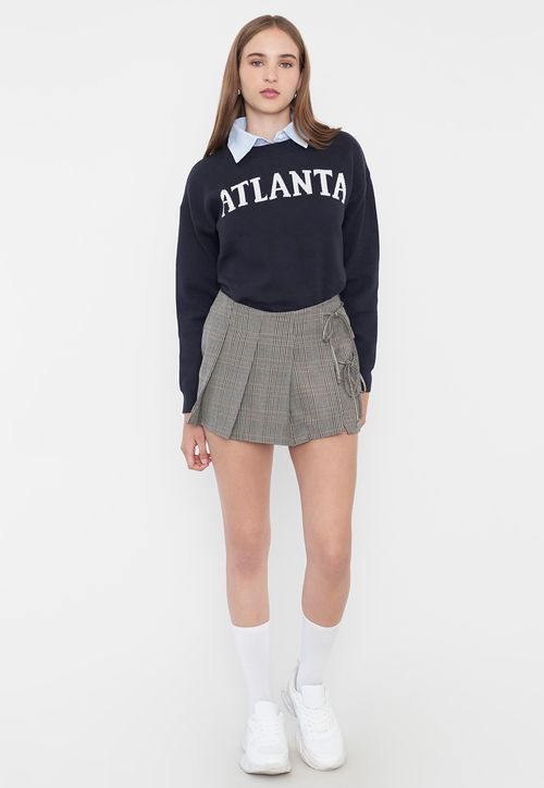 Falda Mujer Short Tableada Negro Checks