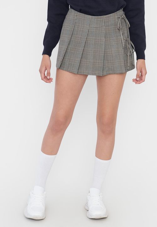Falda Mujer Short Tableada Negro Checks