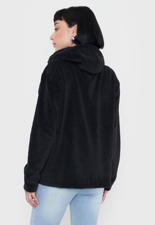 Polerón Mujer Peludo Liso Negro