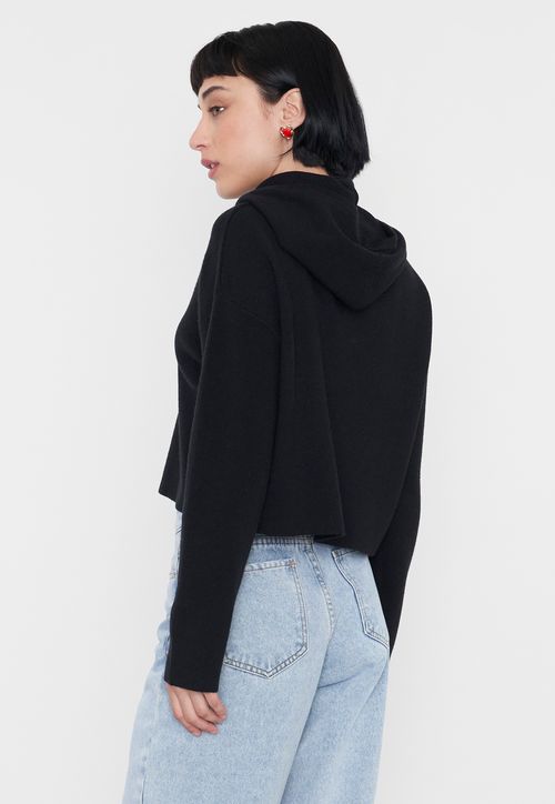Sweater Mujer Hoodie Color Negro