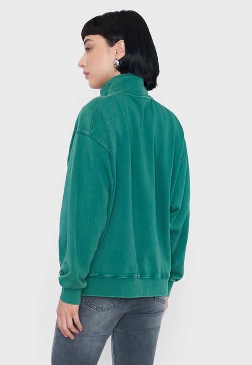 Polerón Mujer Half Zipper Verde