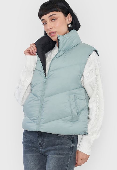 Parka Mujer Sin Mangas Reversible Negro/Verde