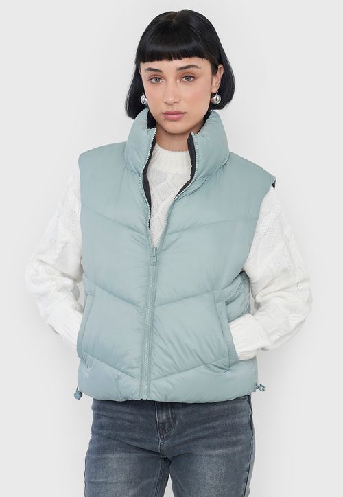 Parka Mujer Sin Mangas Reversible Negro/Verde