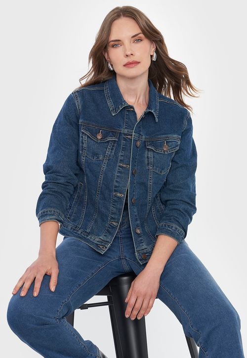 Chaqueta Denim Mujer Azul Medio