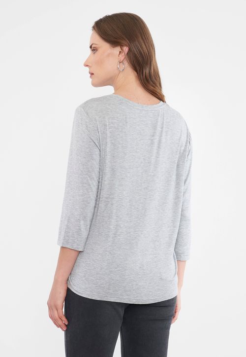 Polera Mujer Manga Larga Brillos Gris Melange