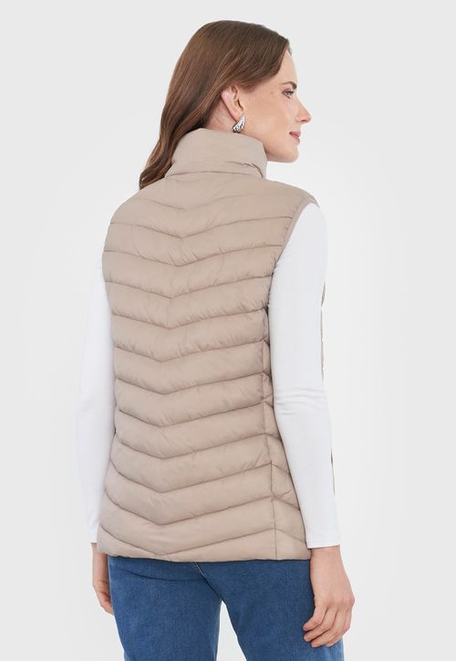 Parka Mujer Beige Sin Mangas