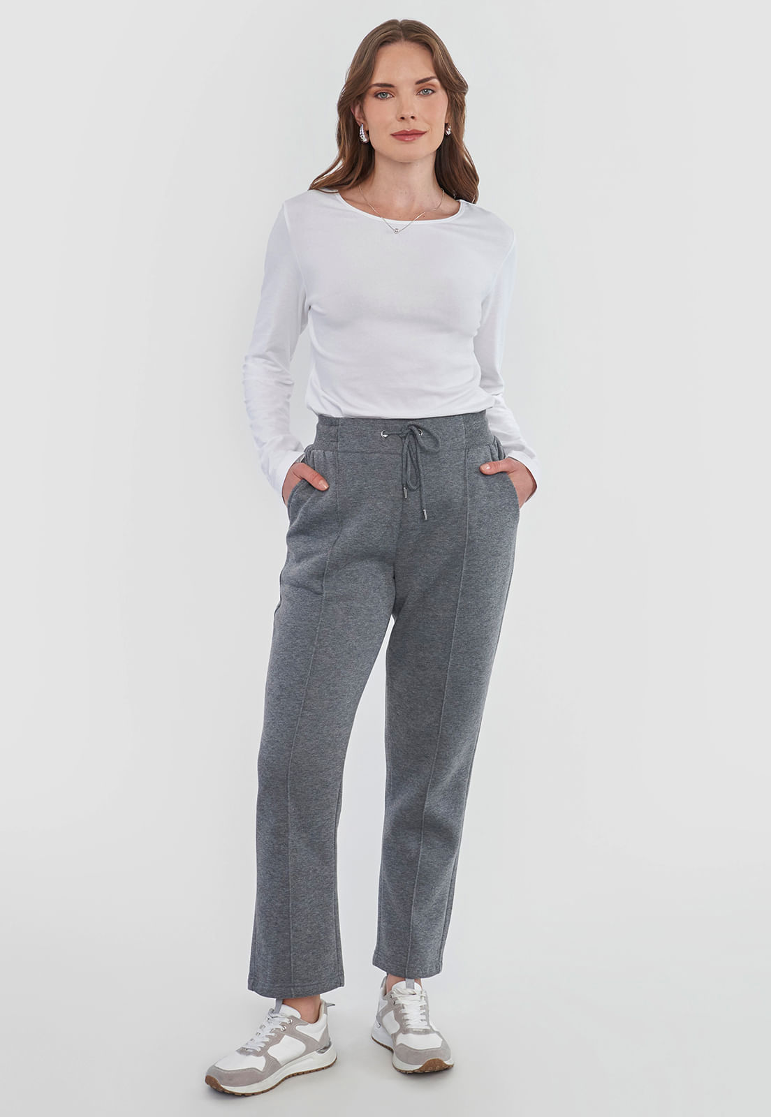 Pantalón Mujer Jogger Gris Melange
