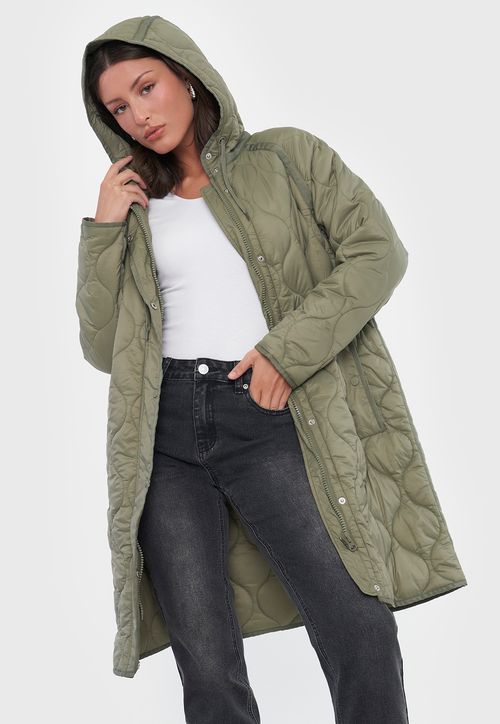 Parka Mujer Larga Quilt Verde Oliva
