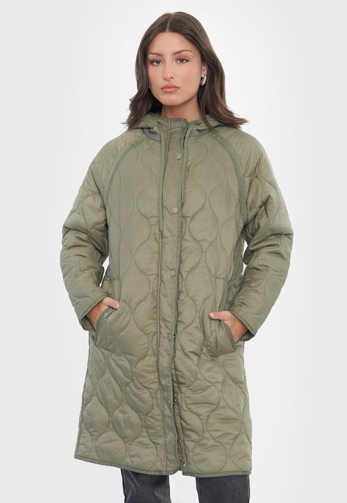 Parka Mujer Larga Quilt Verde Oliva
