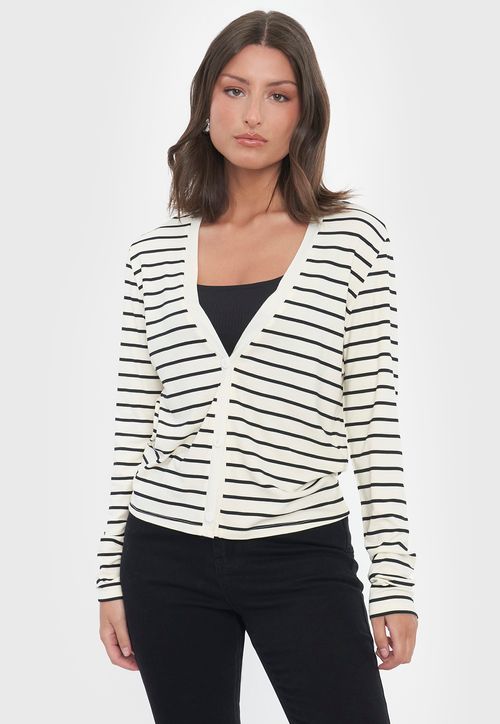 Sweater Mujer Cárdigan Líneas Negras