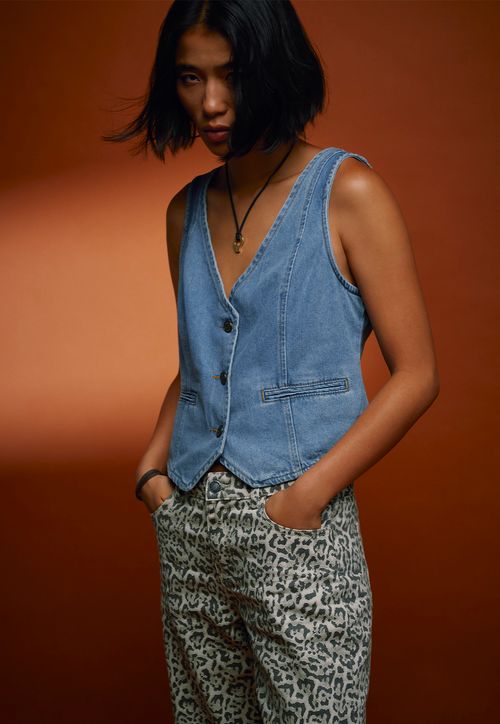 Vest Mujer Denim Azul Medio