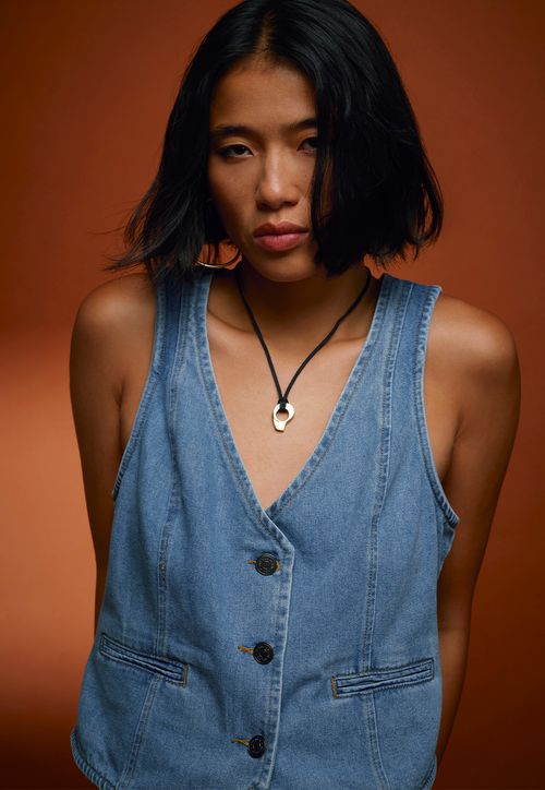 Vest Mujer Denim Azul Medio