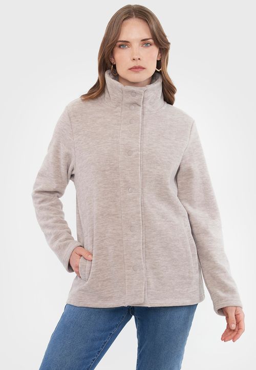 Polerón Mujer Polar  Botones Beige