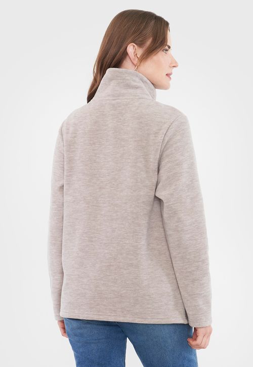 Polerón Mujer Polar  Botones Beige