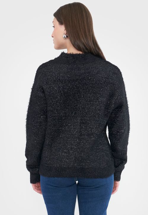Sweater Mujer Cárdigan Lurex Negro