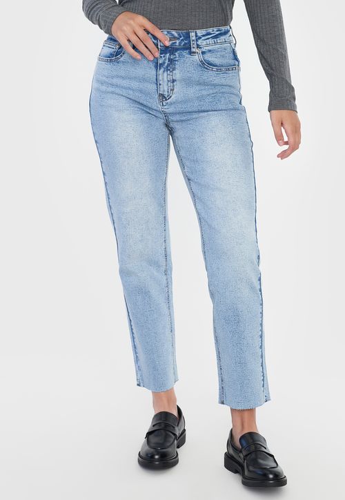 Jeans Mujer Straight Fit Elasticado Azul Medio
