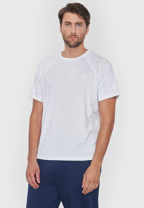 Polera Hombre Deportiva Poliester R-Neck 3 Blanco