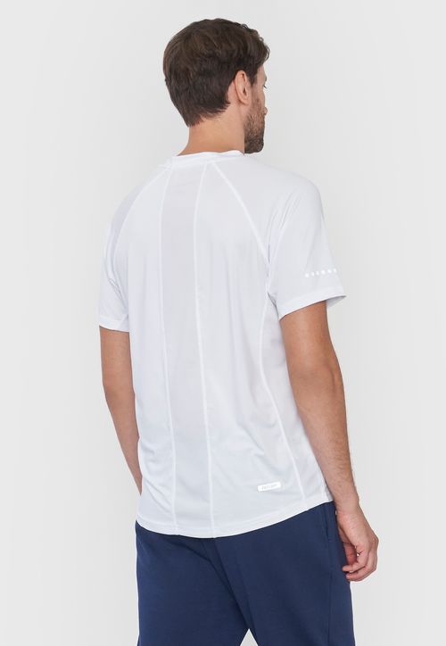 Polera Hombre Deportiva Poliester R-Neck 3 Blanco