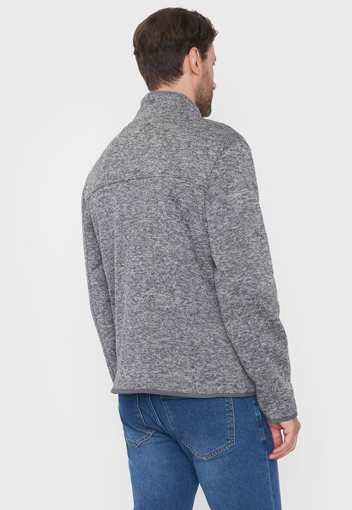 Polerón Hombre Tejido Full Zipper Gris Claro