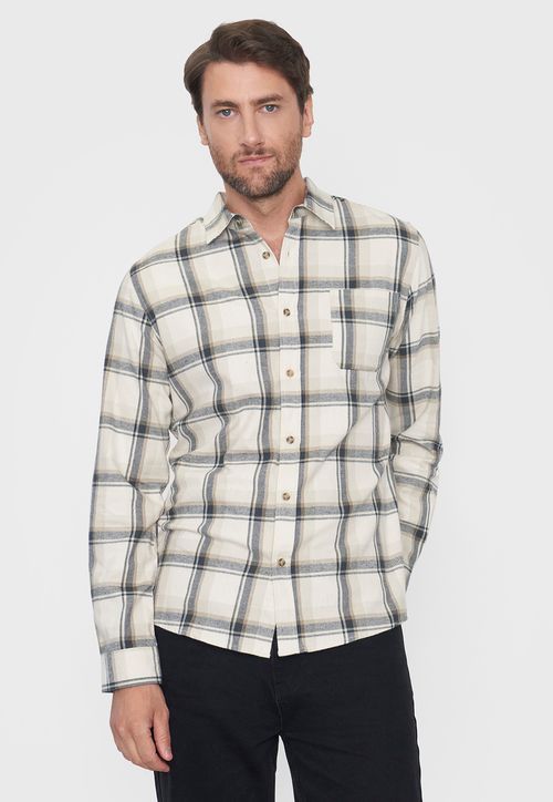 Camisa Hombre Franela Beige