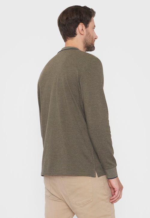 Polera Hombre Polo Piqué M/L Color Musgo