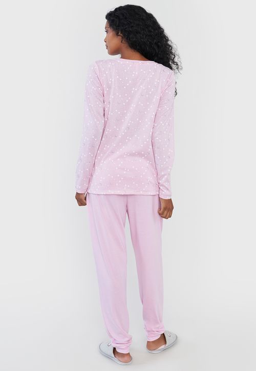 Pijama Mujer Aplicación Palo Rosa
