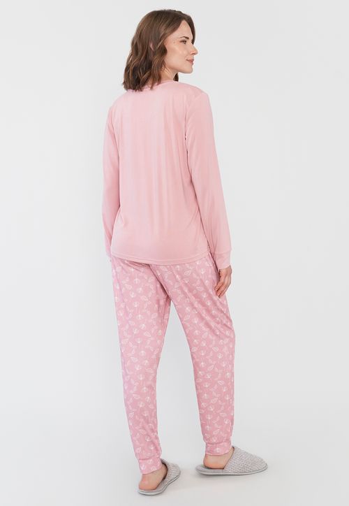 Pijama Mujer Full Print Polypeach Coral