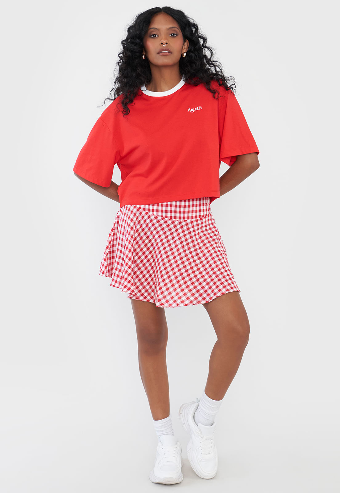 Falda Mujer Vichy Rojo