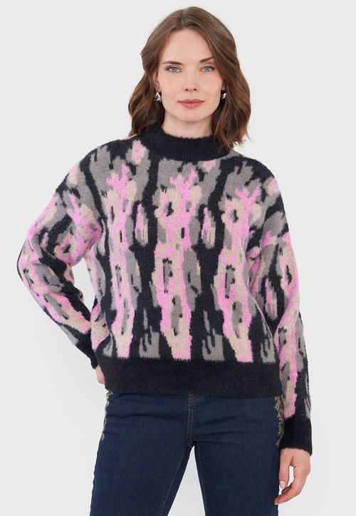 Sweater Mujer Jacquard Negro