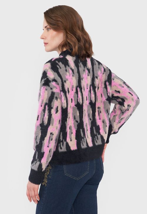 Sweater Mujer Jacquard Negro