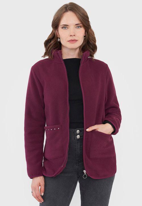 Polar Mujer Bolsillo Burdeo