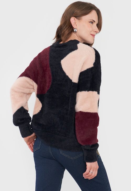 Sweater Mujer Jacquard Burdeo
