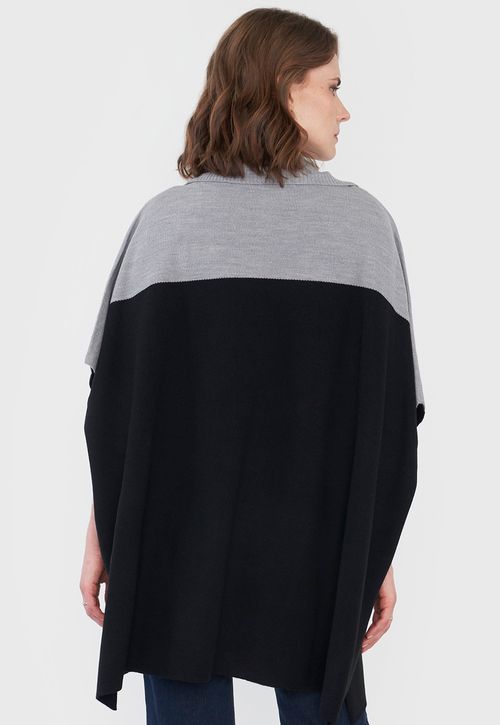 Poncho Mujer Negro/Gris